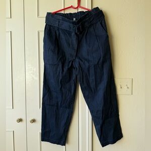 NWOT Margaret O’Leary Navy Paperbag Belted Trouser Pants Size L
